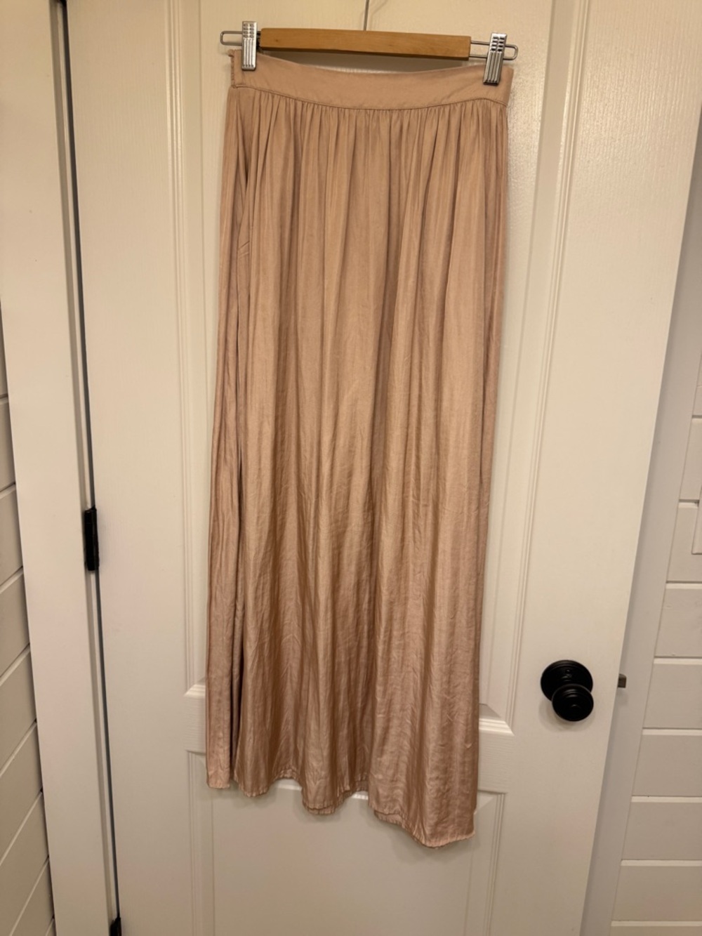 American Eagle Outfitters Blush Beige Satin Maxi Skirt